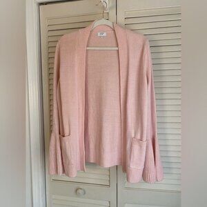Crown & Ivy Pale Pink Open Front Bell Sleeve Cardigan Sweater Small